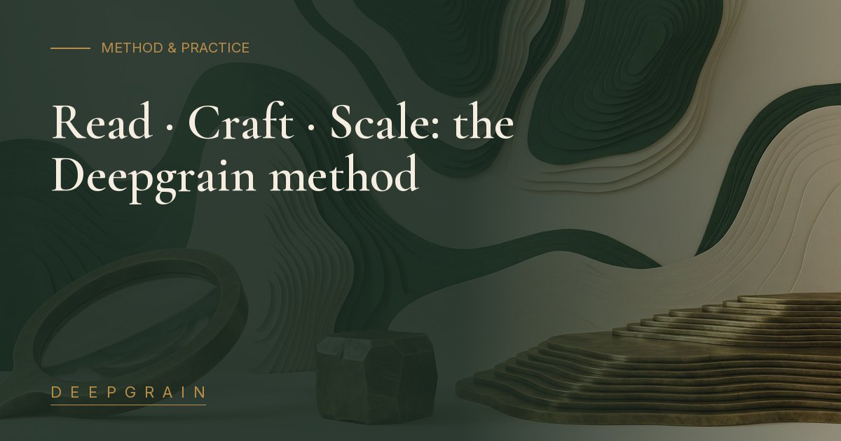 Read · Craft · Scale: the Deepgrain method | Deepgrain